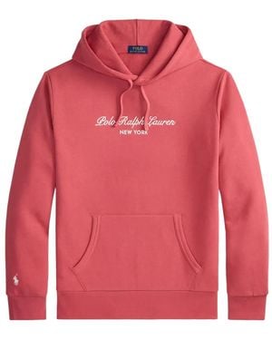 Polo Ralph Lauren Logo-Print Drawstring Hoodie - Red