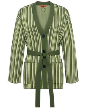 Simon Miller Max Belted Striped Cardigan - Green
