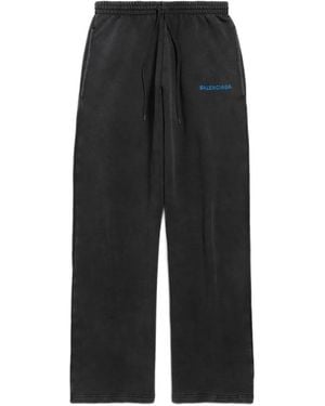 Balenciaga Logo-Embroidered Oversized Track Trousers - Black