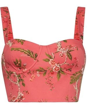 Cara Cara Claudine Floral-Print Zip-Front Top - Pink