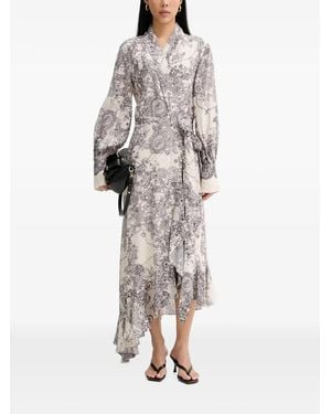 Blugirl Blumarine Lace-Print Ruffled Asymmetric Dress - White