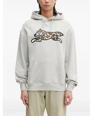 ICECREAM Leopard-Print Hooded Sweatshirt - Grey