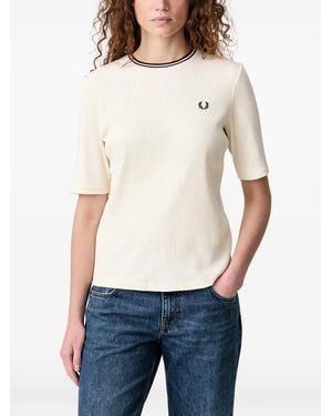 Fred Perry Laurel Wreath Ribbed-Knit T-Shirt - Blue