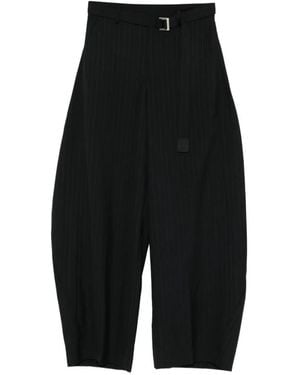Sacai Pinstripe Buckled Trousers - Black