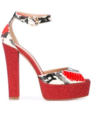 Madison Maison Snakeskin Effect Platform Sandals - Red