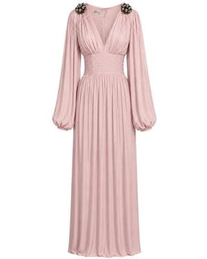 Baruni Layan Floral-Embellished Ruched Maxi Dress - Pink