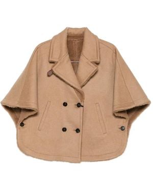 Max Mara Double-Breasted Reversible Cape - Natural