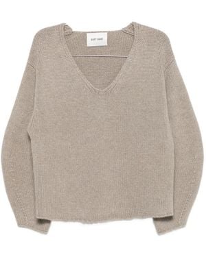 Soft Goat V-Neck Knitted Sweater - Natural