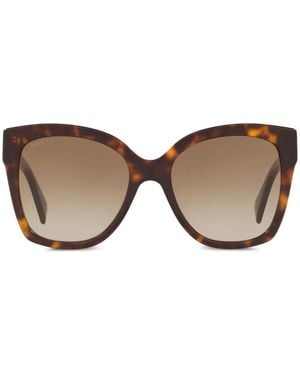 Gucci Tortoise-Shell Rectangle-Frame Sunglasses - Brown
