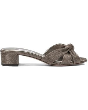 Aquazzura Knot-Detail Laminated Mules - Grey
