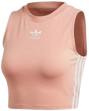 adidas Round-Neck Cropped Tank Top - Pink