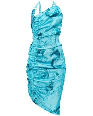 Versace Jeans Couture Wave Couture-Print Midi Dress - Blue