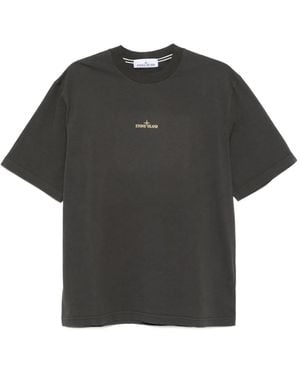 Stone Island T-Shirt mit Logo-Stickerei - Schwarz