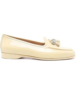 Santoni ラインストーントリム ローファー - ナチュラル