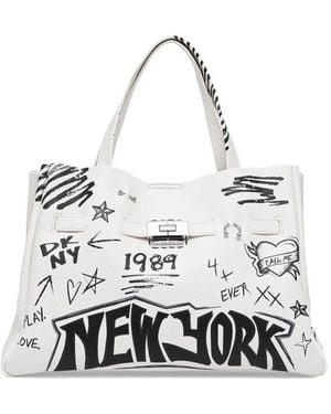 DKNY Graffiti-Print Tote Bag - White
