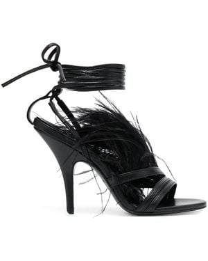 Patrizia Pepe 115Mm Ankle-Tie Leather Sandals - Black