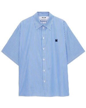 MSGM Striped Short-Sleeve Shirt - Blue