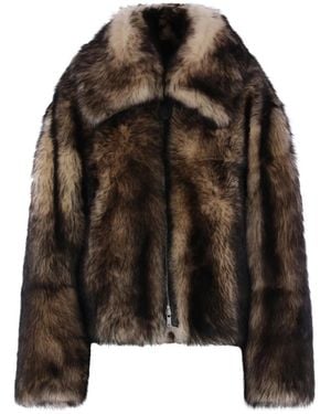 Jil Sander Shearling-Mantel mit Reißverschluss - Schwarz