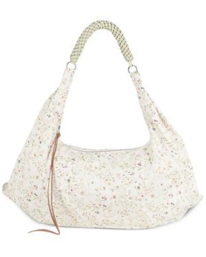 Tela Bolso De Hombro Con Motivo Floral - Blanco