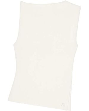 Courreges Blusa asimétrica bordada - Blanco