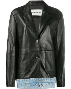 ANDERSSON BELL Molly Denim Layered Leather Jacket - Black