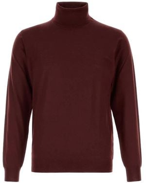 Fedeli Roll-Neck Wool Sweater - Red