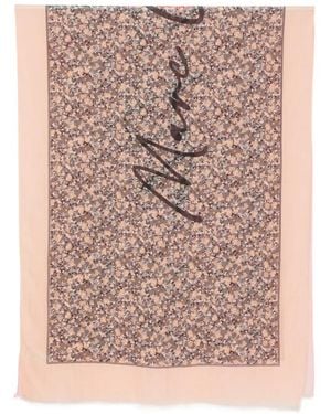Marc O' Polo Floral-Print Logo-Print Scarf - Pink