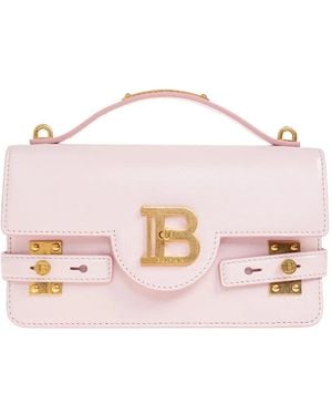Balmain 24 B-Buzz Leather Cross Body Bag - Pink