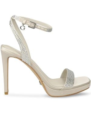 Guess Rhinestone Strap Sandals - White