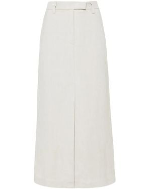 Brunello Cucinelli Fluid Twill Maxi Skirt - White