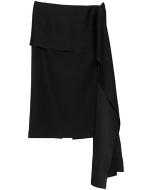 Carven Asymmetric-Draped Midi Skirt - Black