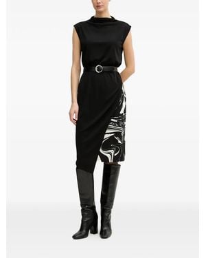 DKNY Roll Neck Print Dress - Black
