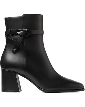 Jimmy Choo 70Mm Braided-Strap Block-Heel Boots - Black