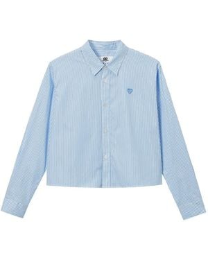 Chocoolate Striped Heart-Patch Shirt - Blue