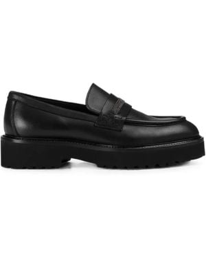 Doucal's Mocasines De Piel Con Apliques Micro - Negro