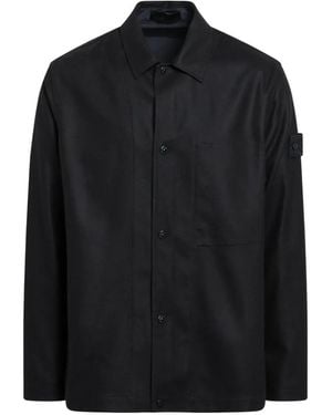 Stone Island 1200020 Wool-Nylon Flannel_S.I. Ghost Overshirt - Black