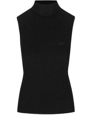 Loewe Embroidered High-Neck Top - Black