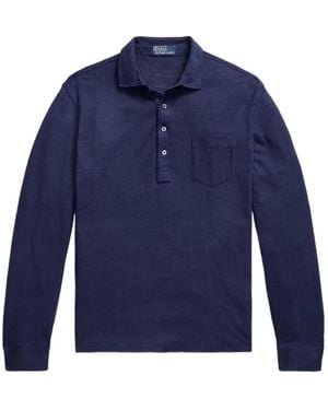 Polo Ralph Lauren Long-Sleeve Linen Polo Shirt - Blue