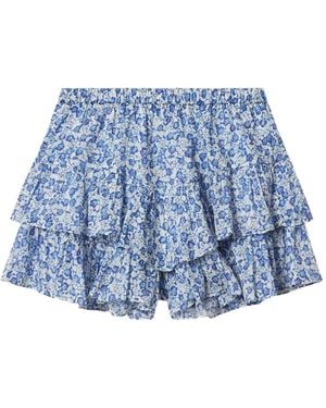 Isabel Marant Short Jocadia À Volants Imprimé Fleuri - Blue
