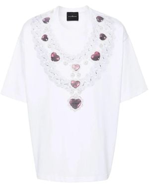 John Richmond Necklace-Print Cotton T-Shirt - White