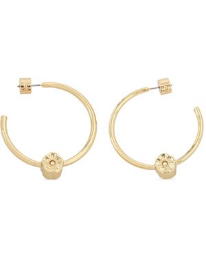 COACH Tea Rose Hoop Earrings - Natural
