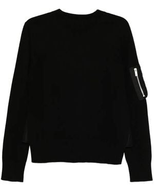 Sacai Pull À Écusson En Nylon - Noir