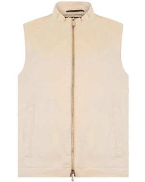 Moorer Adelle Zip-Up Mock-Neck Gilet - Natural