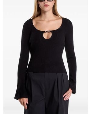 KARL LAGERFELD Logo-Plaque Cut-Out Jumper - Black