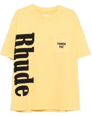 Rhude Logo-Print Pocket T-Shirt - Yellow