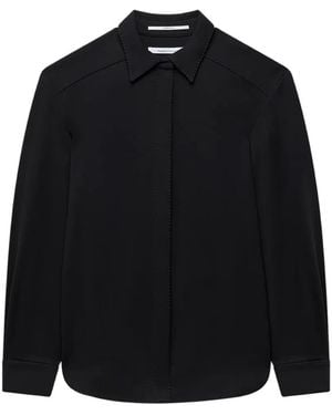 Another Tomorrow Camisa Con Dobladillo Redondeado - Negro