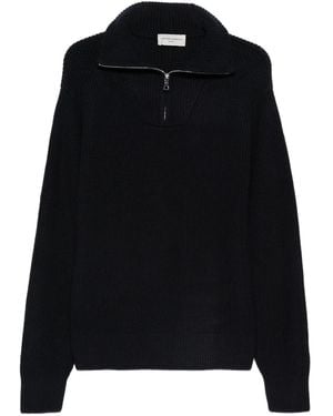 Officine Generale Half-Zip Ribbed Jumper - Black