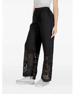 Ichi Lace-Panelled Trousers - Black