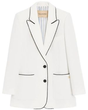 Valentino Garavani Canestrello Cotton Tweed Jacket - White