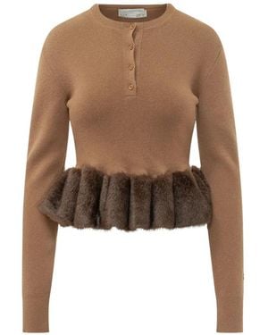 Stella McCartney Pullover Mit Faux Fur-Besatz - Weiß